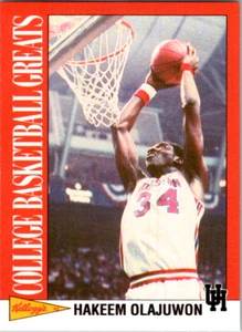 1992 Kellogg's Raisin Bran College Basketball #11 Olajuwon Basketball Card - Picture 1 of 2