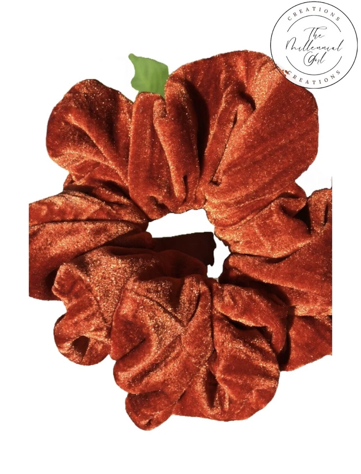 Naranja Quemado/Terciopelo Jengibre Scrunchie/Tamaño Mediano/Hecho a Mano Foto 1 de 1