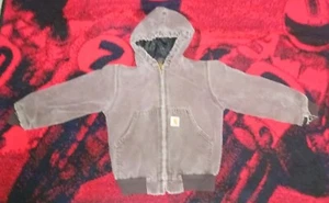 Carhartt Kids Small Heavily Distressed Duck Canvas Hooded Jacket Coat Youth READ - Picture 1 of 16