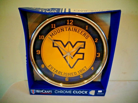 NCAA WEST VIRGINIA MOUNTAINEERS COLLEGE WINCRAFT WALL CLOCK Cover