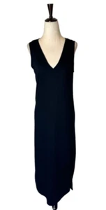 Paige Dress Women Small Black Knit V Neck Sleeveless Side Slit Tank Midi Gothic - Picture 1 of 11