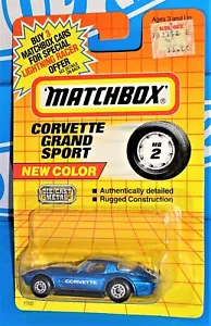 Matchbox 1992 NEW COLOR MB 2 Corvette Grand Sport Blue #15 - Picture 1 of 2