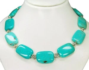 Beautiful Necklace IN Gemstones Turquoise (Howlite) IN Rounded Rectangular Shape - Picture 1 of 2