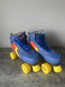 SFR Rio Roller Quad Skates Size UK 6 Blue Multi Colour Rainbow - Picture 1 of 8