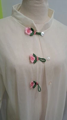Conjunto Babydoll/Bata Rosa Rosebud Apliques Vintage Años 50 Peignoir Talla M/L Foto 1 de 4