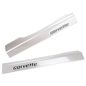 2pc OEM GM Corvette Clear Door Sill Guards / Protectors with Logo for 1978-82 C3 - Picture 1 of 3