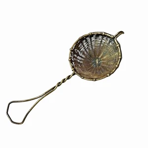 Woven Brass Tea Strainer Spoon Infuser Marked Made in Germany Vintage - Picture 1 of 9