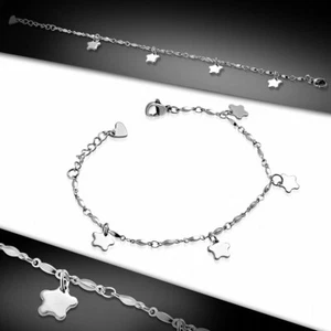 Expandable Stainless Steel Bracelet With Flower Star Links - Picture 1 of 1