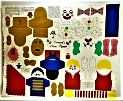 Estate RARE CIRCUS PUPPETS The Greatest Show On Earth Cotton Fabric Panel 44x34 - Image 1 of 3