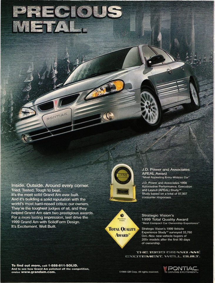 Pontiac Grand Am Print Advert Precious Metal. - Image 1 of 4