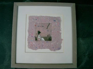GOLD HEART LOVEBIRDS Wall Decor WITH Frame OOTAB ONNE SIGNED AND NUMBERED - Picture 1 of 5