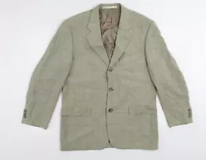 Marks and Spencer Mens Green Plaid Wool Jacket Blazer Size 40 Regular - Picture 1 of 10