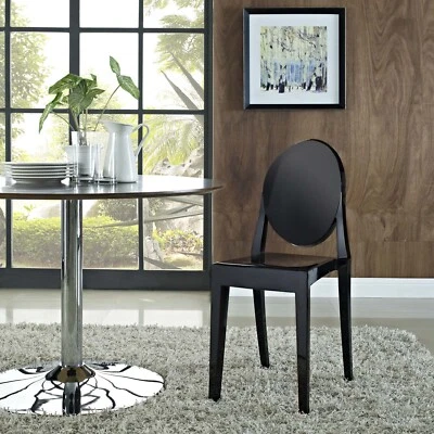 Modway Transparent Modern Crystal Dining Accent Side Chair in Black - Image 1 of 4