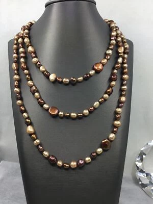 Colar de contas Honora Collection prata 925 multi marrom pérola do mar 58" de comprimento - Imagem 1 de 4