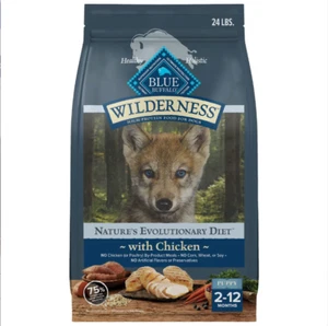 Blue Buffalo Wilderness Chicken Recipe High-Protein Puppy Dry Dog Food 24 lb - Picture 1 of 8