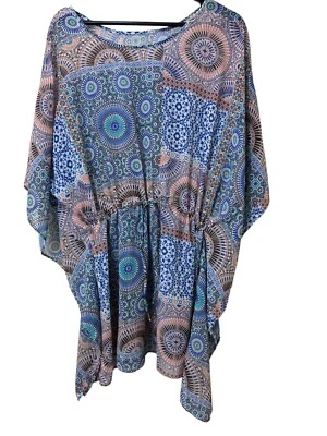 H&M Mujeres Mediano Transparente Poli Azul Corbata Cintura Natación Cubrimiento Vestido Playa Sol Foto 1 de 4