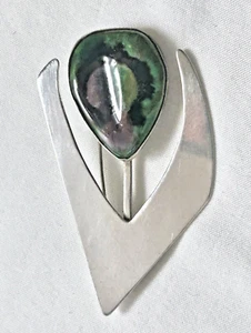 Vintage MCM Peter Ein-Hod Sterling Silber & Emaille Anstecknadel Modernist Design - Bild 1 von 3