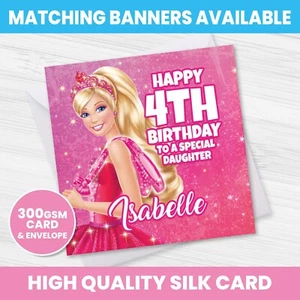 PERSONALISED BARBIE BIRTHDAY CARD ANY NAME AGE RELATION OCCASION - Picture 1 of 2