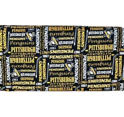 Pittsburgh Penguins ~ All Over Pattern NHL Cotton Fabric 1/4 Yard 9” X 44” New - Image 1 of 4