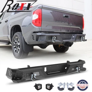 Rear Bumper For 2014-2021 Toyota Tundra Off-road w/Sensor Holes+LED Lights - Picture 1 of 12