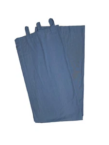 2 Handmade Tab Top Curtains Panels Drapes Solid Blue Canvas Cotton Long Pair - Picture 1 of 6