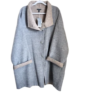 EILEEN FISHER Baby Alpaca Wool Silk Double Face Coat Jacket sz XL Gray NWT - Picture 1 of 18