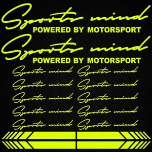 Sports Mind Aufkleber Neongelb decals Powered by Motorsport 16x tuning VRC - Bild 1 von 2