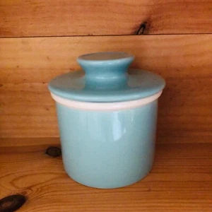 Sweese Turquoise Porcelain French  Butter Keeper Crock Keeps Butter Spreadable - Picture 1 of 9