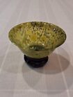 Small Chinese Green Spinach Jade Tea Cup Bowl with Wood Stand