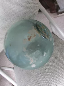 Rare 9" Glass Float with Water Fishing Boat Nautical Barnacles Net Japanese USA - Picture 1 of 2