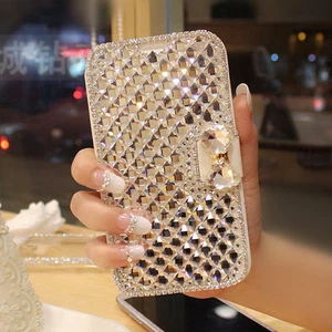 Luxury Bling Bowknot Crystal Diamond Wallet Flip Case Cover For Various Phone - Picture 1 of 9