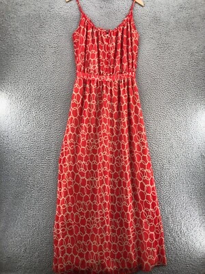 Banana Republic Dress Women 2 Red Maxi Blouson Sundress Pleats Sleeveless Strap* - Image 1 of 4