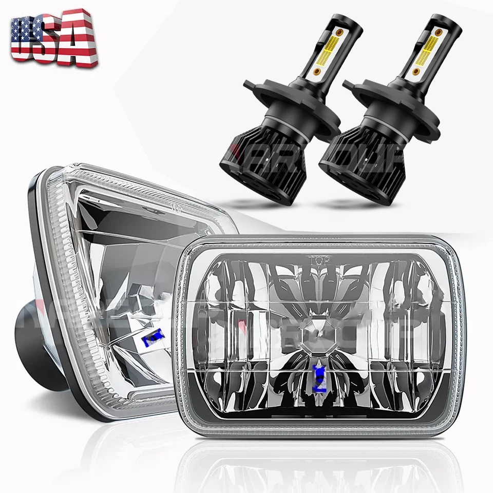 Pair 7x6" 5x7" LED Headlights H4 DRL For Toyota Pickup 1982-1995 Truck 4Runner - Изображение 1 из 4