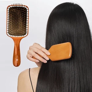 Head Jog Ceramic Wooden Paddle Brush - Static-Resistant Ergonomic Handle Salon - Picture 1 of 5