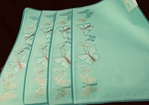Home Studio türkis Schmetterling Motiv Tischsets 4 Stck. 100% Baumwolle doppelseitig - Bild 1 von 7