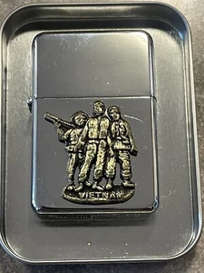 Military Star Lighter The Three Soldiers Vietnam Chrome Lighter - Picture 1 of 5