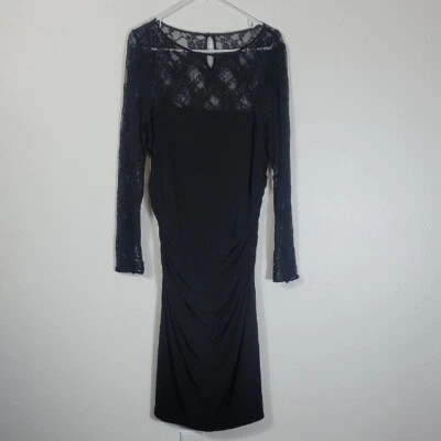 American Living Lace Long Sleeve Dress Size 14 Large Black Whimsigoth Bodycon - Image 1 of 4