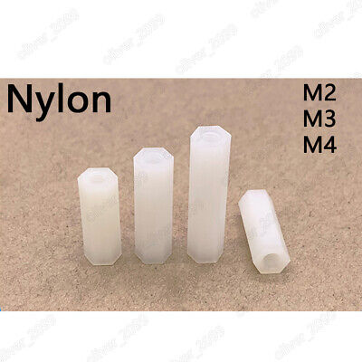 M2 M3 M4 Female-Female White Nylon Hex Column Standoff Support Spacer Pillar • 7.96£