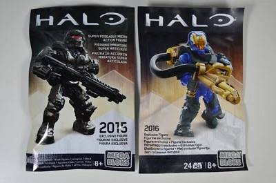 (2) 2015 /6 Mega Bloks Halo Exclusive Figure Spartan Warrior RED & BLUE/GOLD VAR - Image 1 of 2