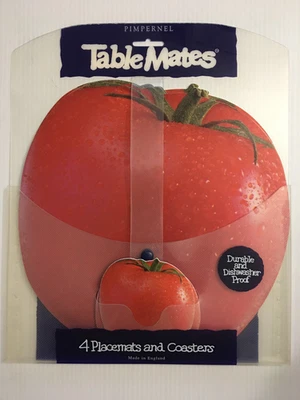 Pimpernel Table Mates - Tomato - Placemats & Coaster Set of 4 Each England Foto 1 de 4