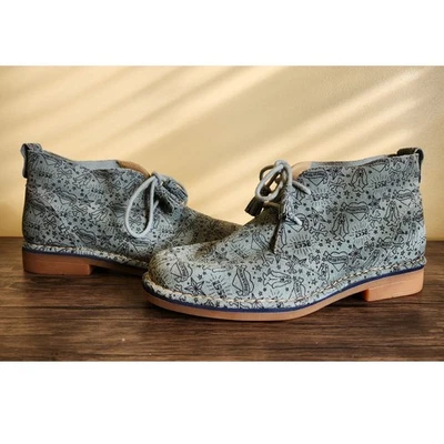 Botines Hush Puppies para mujer azul claro estampado borlas con cordones talla 8,5 Foto 1 de 4