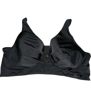 Lane Bryant Damen 42DDD Swim Top Schwarz Bikini Verstellbarer Träger Gefüttert Plunge - Bild 1 von 6