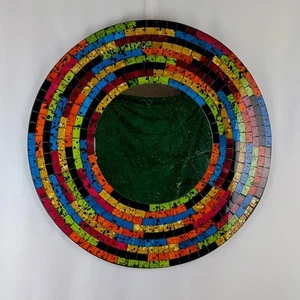 Mosaik Spiegel mehrfarbig Wandbehang 50 & 60 cm Durchmesser Regenbogen Handarbeit - Bild 1 von 13