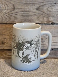 Vintage Otagiri Japan Embossed Trout Fish Trees Coffee Mug Tea Cup - Picture 1 of 9
