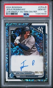 2024 BOWMAN CHROME MINI DIAMOND JESUS RODRIGUEZ RC AUTO #85/100 PSA 10 - Picture 1 of 2