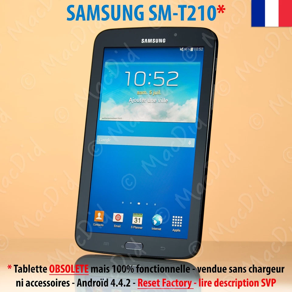 Tablette Samsung Galaxy TAB 3 SM-T210 modèle OBSOLETE 100% fonctionnel lire desc - Photo 1/1