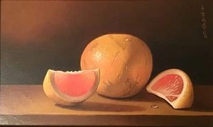 Rare Ilene Meyer 1939-2009 WA Grapefruit Oil On Panel Beautiful Realism Painting - Picture 1 of 10