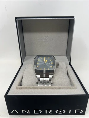 Android (Aragon) AD568 Stainless Steel Quartz Silver Orange Millipede Watch RARE - Image 1 of 4