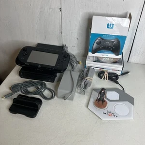 Nintendo Wii U 32GB Konsole Schwarz mit 5 Spielen Pro Controller Zelda Breath Of Wild - Bild 1 von 24