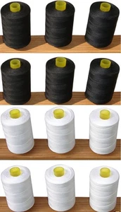 Poliéster multiusos - Blanco y negro - Carrete de hilos de coser 1000 yardas 12 piezas - Imagen 1 de 2